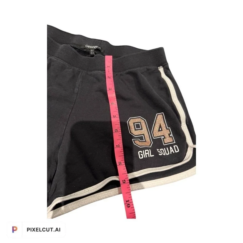 George Girls Black Girl Squad Shorts Size 14-16 - Picture 3 of 3